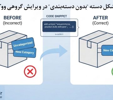 حل مشکل دسته "بدون دسته‌بندی" در ویرایش گروهی ووکامرس (کد آماده) | آوا سایت