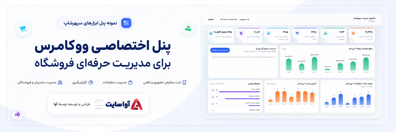 طراحی و پیاده‌سازی پنل اختصاصی مدیریت فروشگاه اینترنتی و ووکامرس