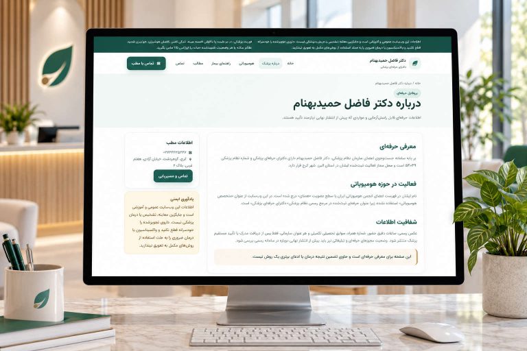 طراحی سایت پزشکی دکتر فاضل حمیدبهنام؛ معرفی پزشک و مطب